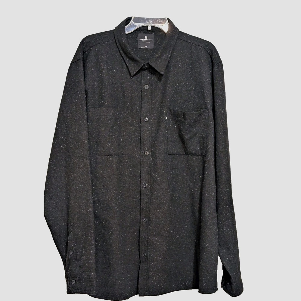 Junk Food Clothing Mens XXL Black Speckled LS Button Down Shirt Jacket